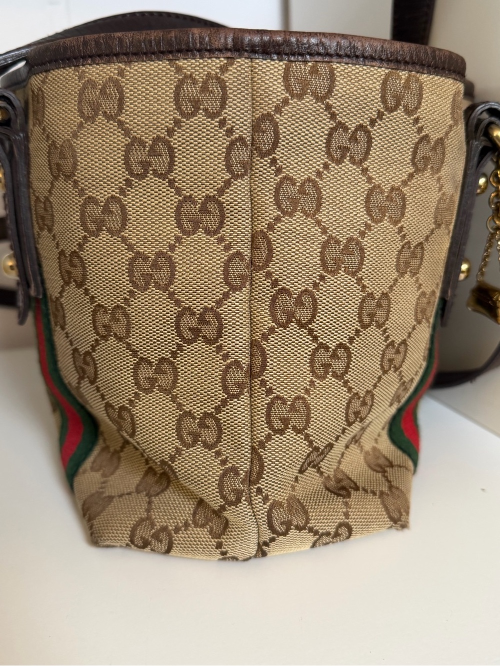 Gucci GG Canvas Mini Tote Web Stripe + leather unbranded strap - Picture 6 of 16